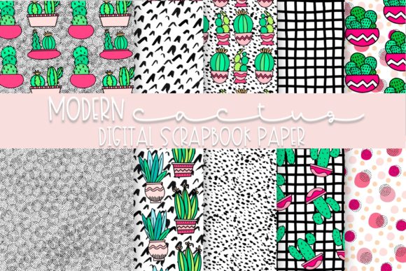 Download Modern Cactus Digital Paper - Premium Resources