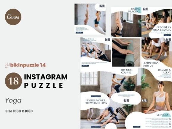 Download Yoga Instagram Puzzle Canva Template - Instagram puzzle Collection