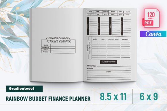 Download KDP Rainbow Budget Finance Planner Canva - Finance Collection