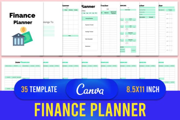 Download Editable Finance Planner Canva Template - Finance Collection