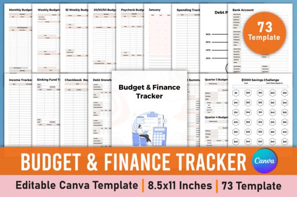 Download Editable Budget &amp; Finance Tracker Canva - Finance Collection
