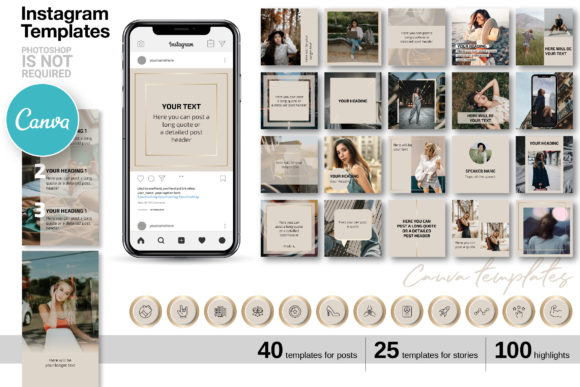 Download Beige CANVA Instagram Template Kit - Instagram Collection