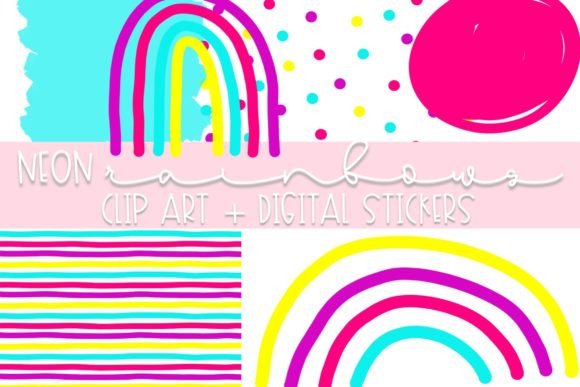 Download Neon Rainbows Digital Stickers - Premium Bundle