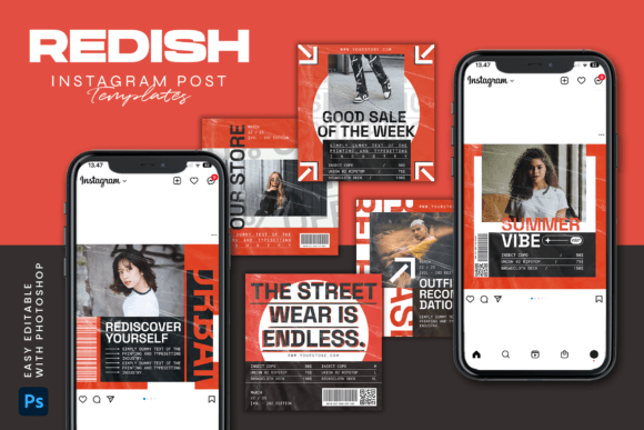 Download REDISH - Instagram Post Template - Instagram Collection