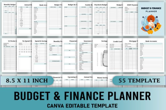 Download Editable Budget &amp; Finance Planner Canva - Finance Collection