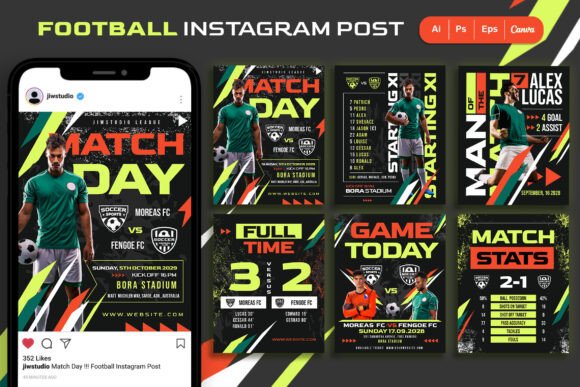 Download Green &amp; Orange | Football Instagram Post - Instagram Collection