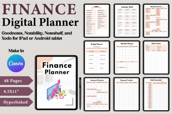 Download Digital Finance Planner Canva Templates - Finance Collection