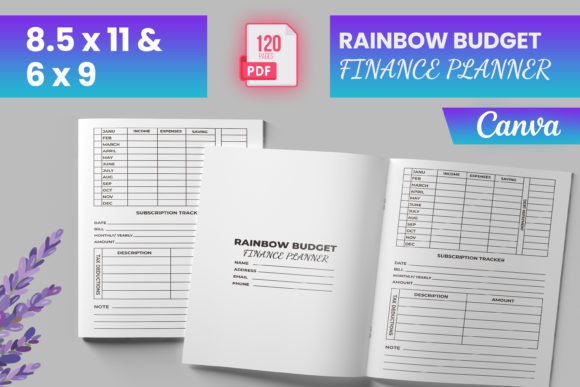 Download Rainbow Budget Finance Planner Canva KDP - Finance Collection